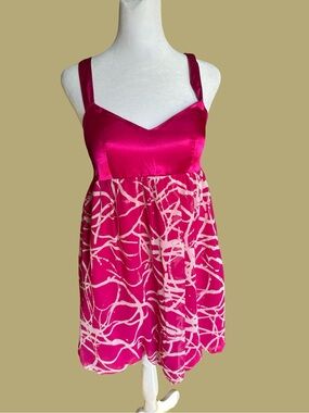 Vintage y2k forever 21 Hot Pink Satin Bust Empire Waist Sleeveless Dress